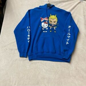 Blue Kids Hoodie with Anime Characters